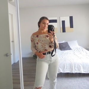 Off-The-Shoulder Cropped Floral Top